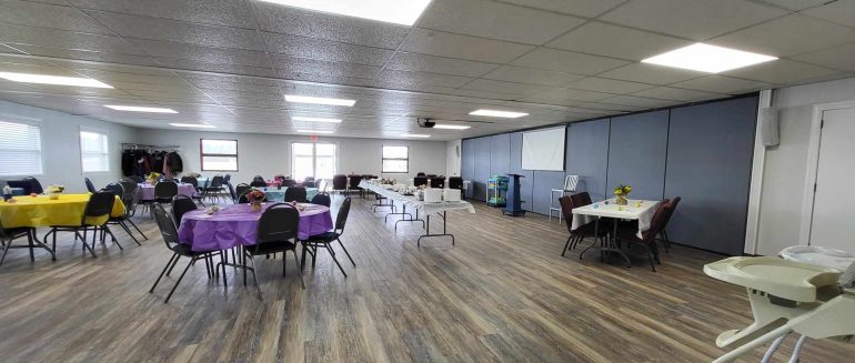 church fellowship hall renovation,flooring, painting, window trim, update, facelift, interior church project