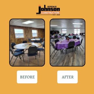 church fellowship hall renovation painting flooring trimwork windows