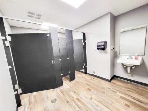 commercial restroom renovation partitions bathroom hand sinks mirrors