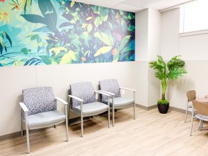 family consult center in patient information screen in Emergency Department lobby renovation